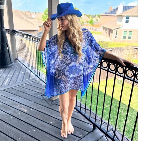 Beautiful Rhinestone Embellished Semi-sheer Beach Cover Up - Picture 2 of 14